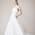 Grosgrain Banded Stretch Lace Wedding Dress