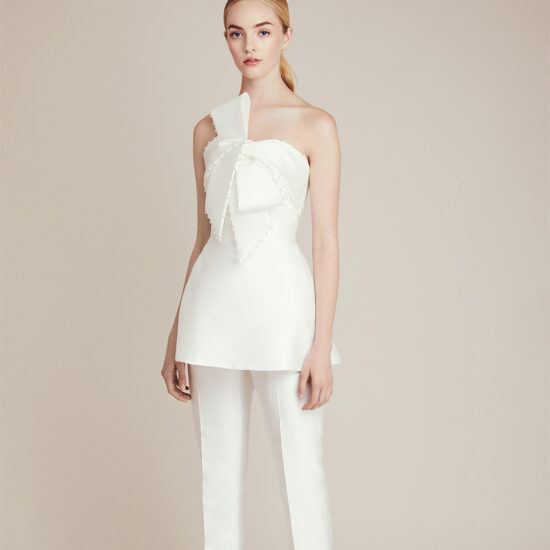 Scalloped Lace Long Sleeve Open Back Wedding Dress