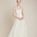 Illusion Sleeve Plunging Ball Gown Wedding Dress