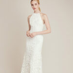 Floral Applique Illusion V-Back Wedding Dress