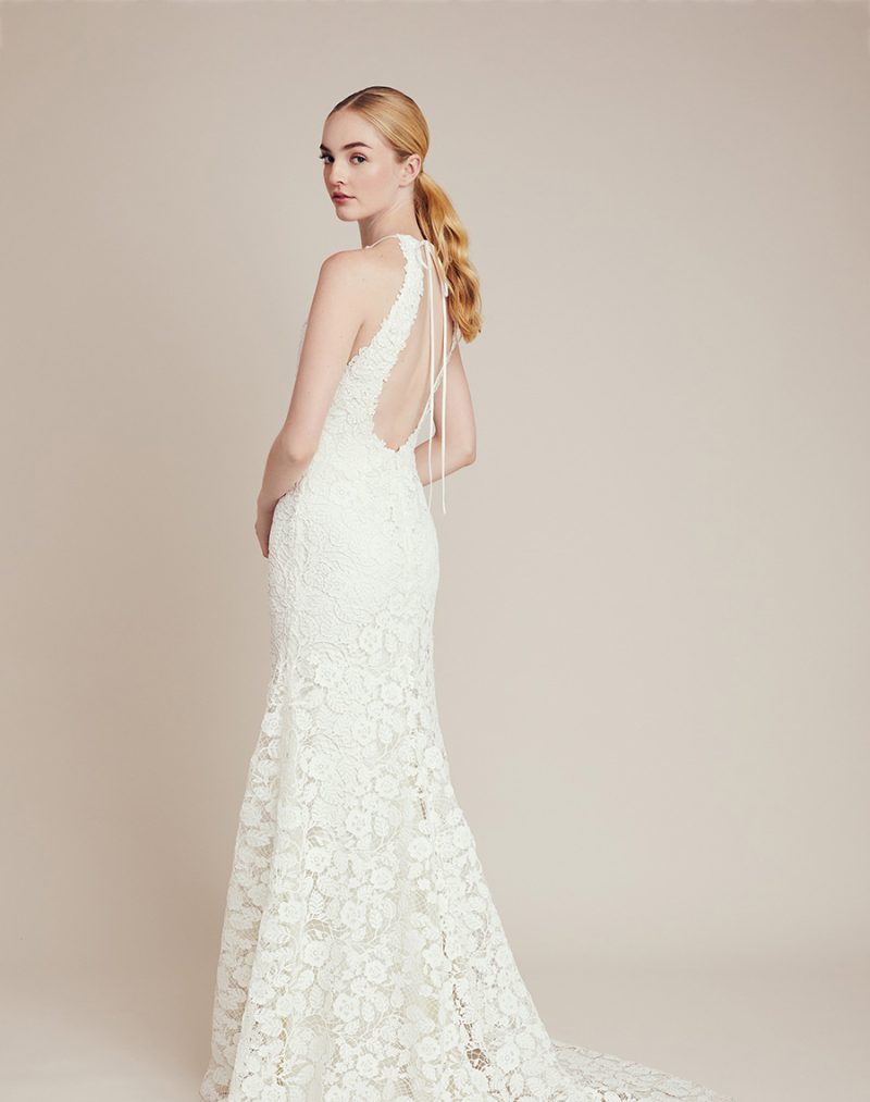 Floral Applique Illusion V-Back Wedding Dress - Image 2